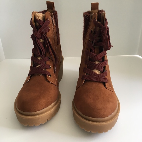 POP Collateral Women’s Boots, 7M, Brown, Laced, Suede-Feel, Combat/Grunge, NWOT - Picture 2 of 4